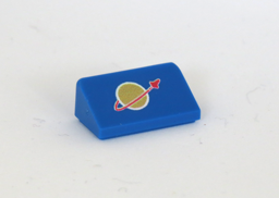 Show details for Space Logo - 1x2 Slope blue Picture of Space Logo - 1x2 Slope blue