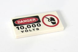 Show details for 2 x 4 - Fliese White - Danger 10000 Volts Picture of 2 x 4 - Fliese White - Danger 10000 Volts